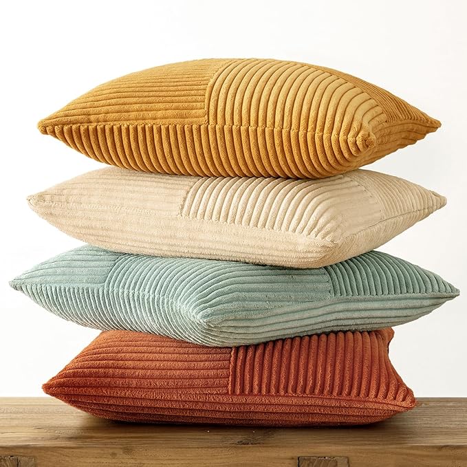 MIULEE Teal Orange Decorative Throw Pillow Covers 18x18 Inch Set of 4 Boho