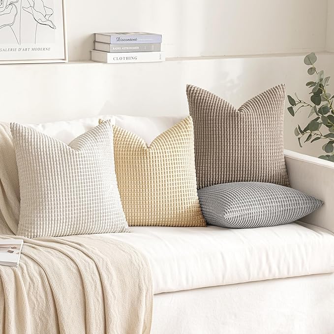 MIULEE Neutral Harmony Decorative Pillow Covers 18x18 Inch Set of 4 Rustic