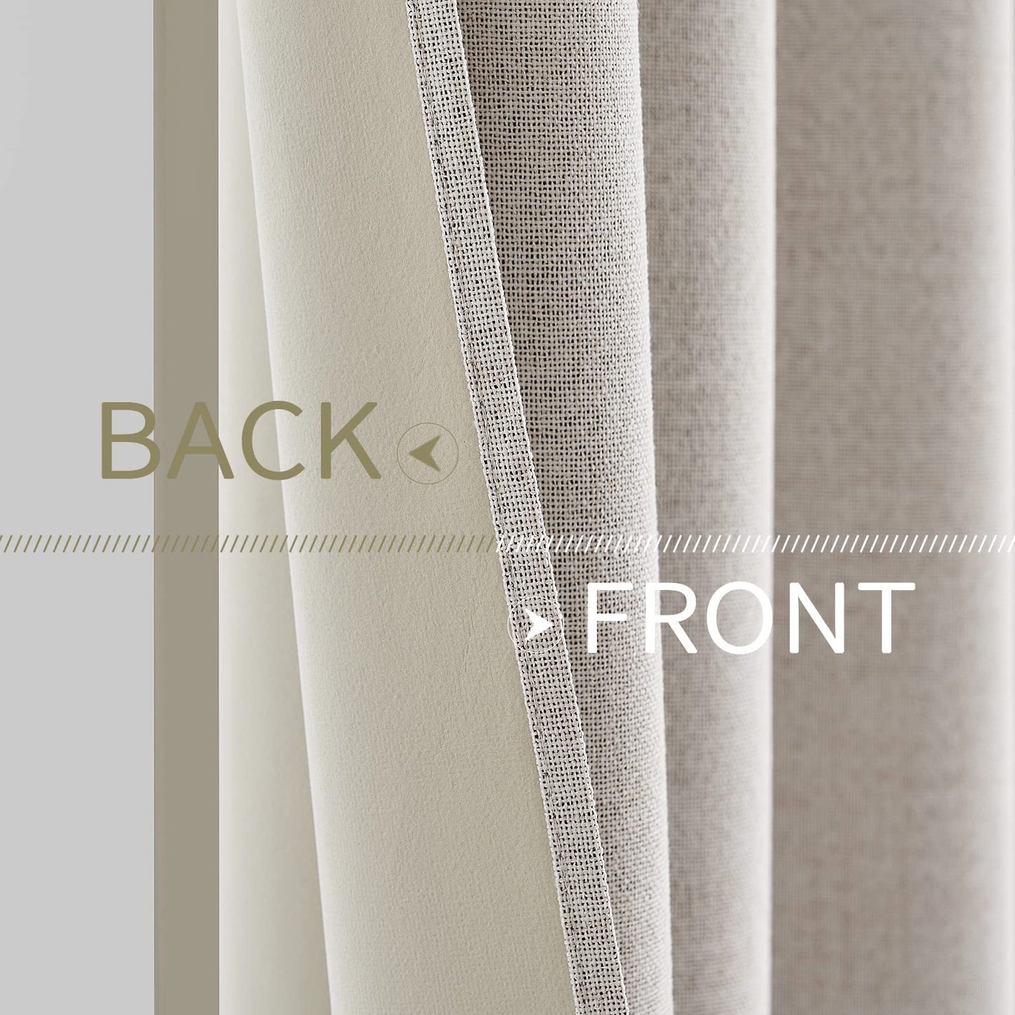 MIULEE 100% Blackout Linen Textured Curtains for Bedroom Solid Thermal Insulated Ivory Grommet Room Darkening Curtains & Drapes Luxury Decor for Living Room 52 x 96 Inch (2 Panels)