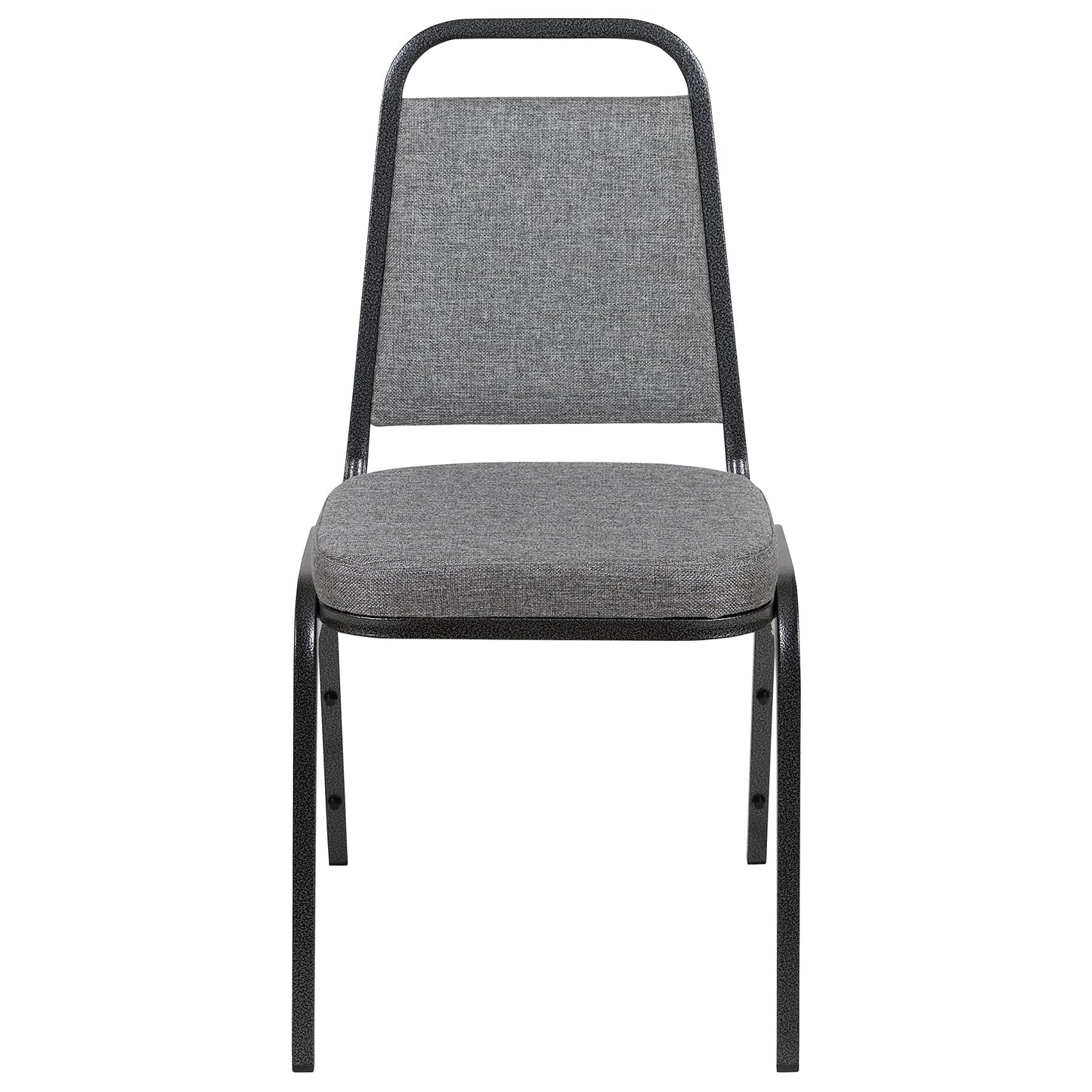 Flash Furniture HERCULES Series Trapezoidal Back Stacking Banquet Chair with 2.5" Thick Seat in Gray Fabric - Silver Vein Frame