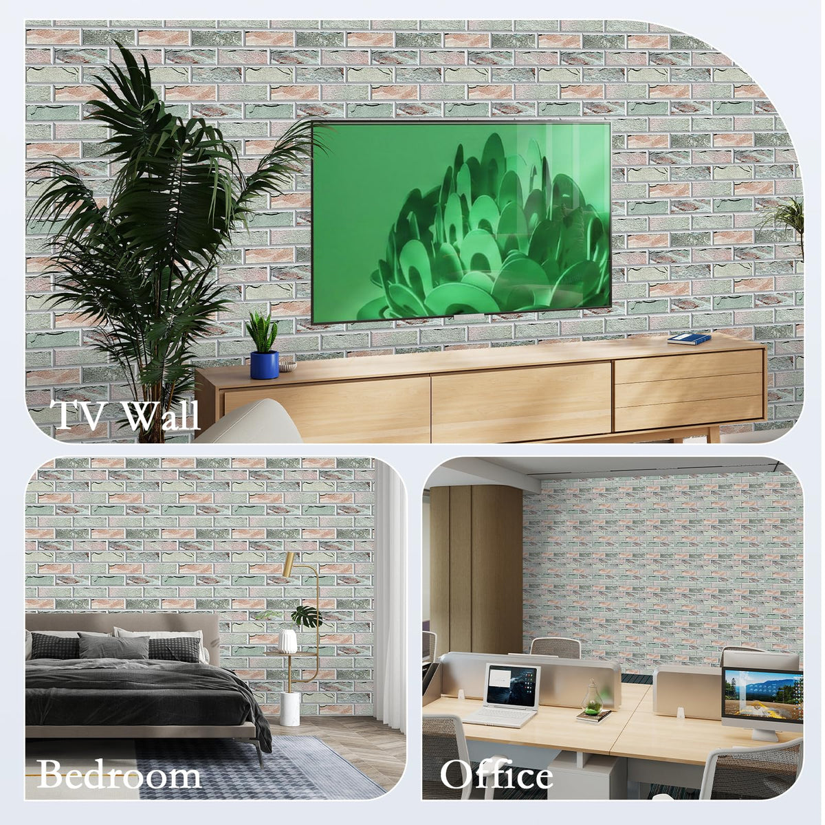 12Pack Acoustic Panels, Self-Adhesive 3D Brick Pattern Sound Proof Panels for Walls, Decorative Sound Dampening Wall Panels for Recording Studios, Offices, Home, 12"×12"×0.4", Stone