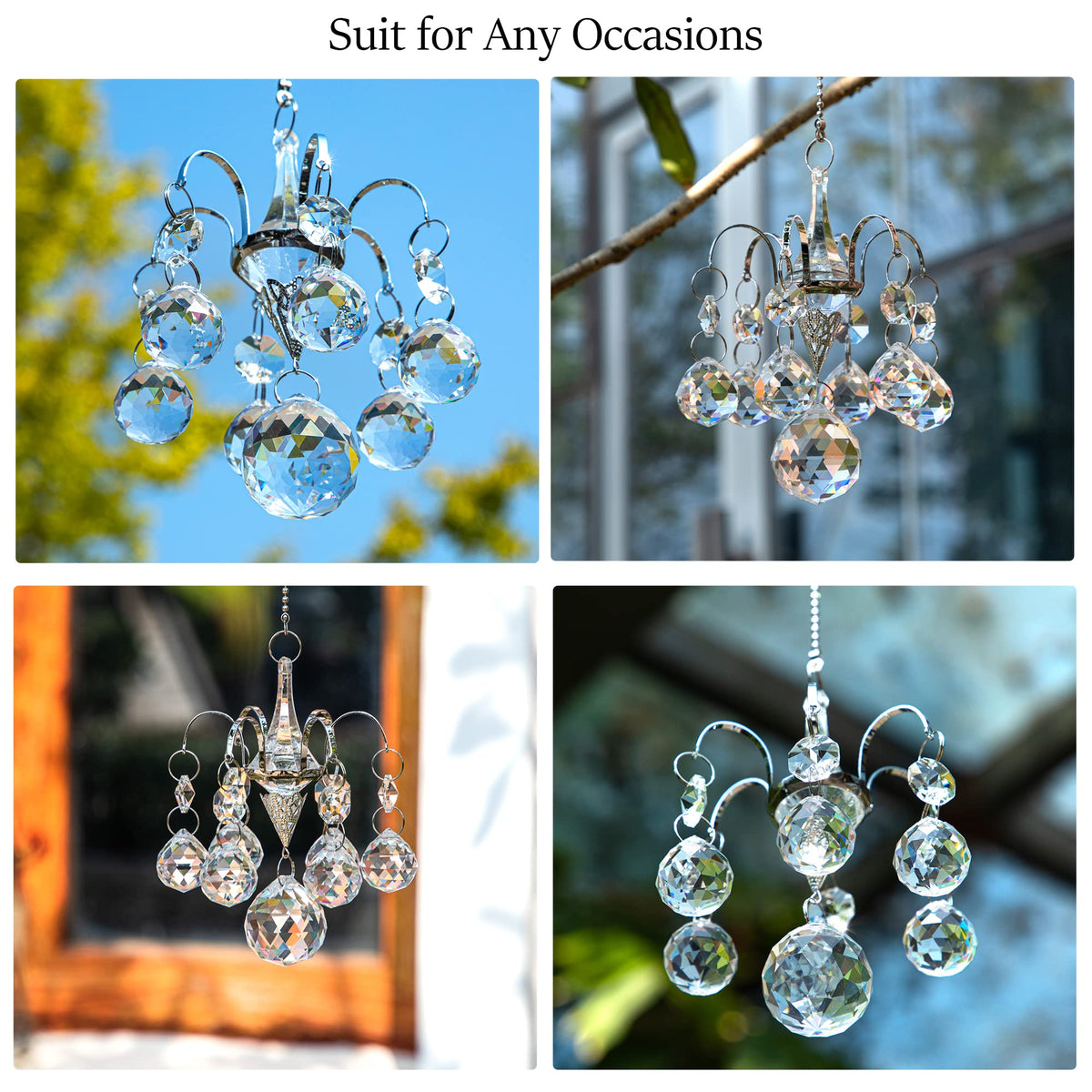 H&D HYALINE & DORA Crystals Ball Prisms Suncatcher Hanging Ornament Hanger Rainbow Maker with Hook