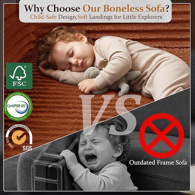 72" Cloud Sectional Couch, Comfort Sleep Sofa