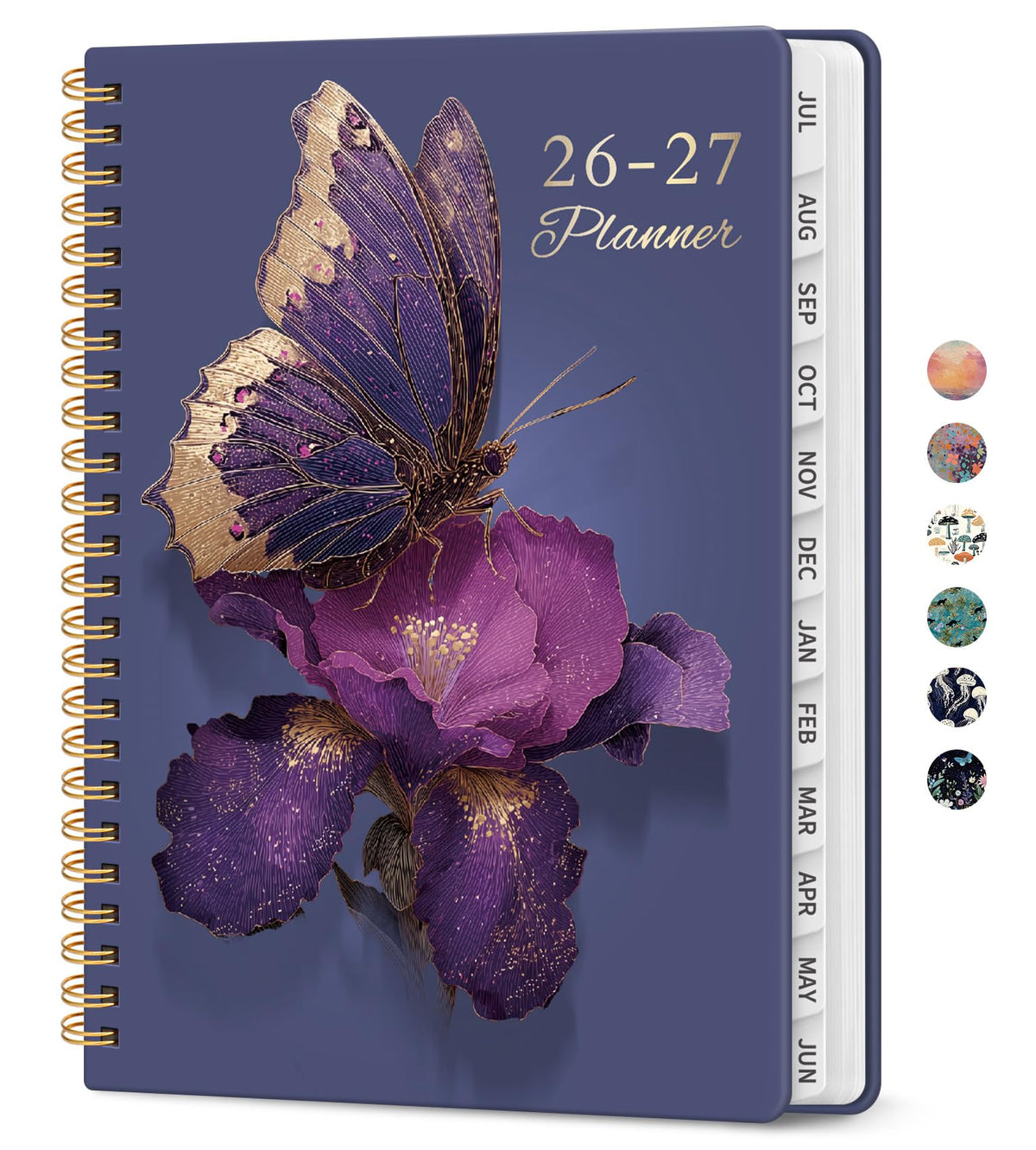 Planner 2026-2027, Academic Year Weekly and Monthly Calender Planner, from Jul 2026 - Jun 2027, Spiral Bound School Planning Book, Perfect for Teacher, Student, Women & Men, A5 (6.3" x 8.5"), Royal Flutter