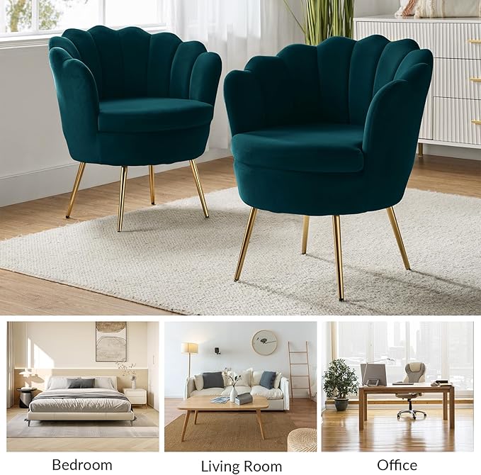 HULALA HOME Modern Velvet Accent Chairs Set of 2