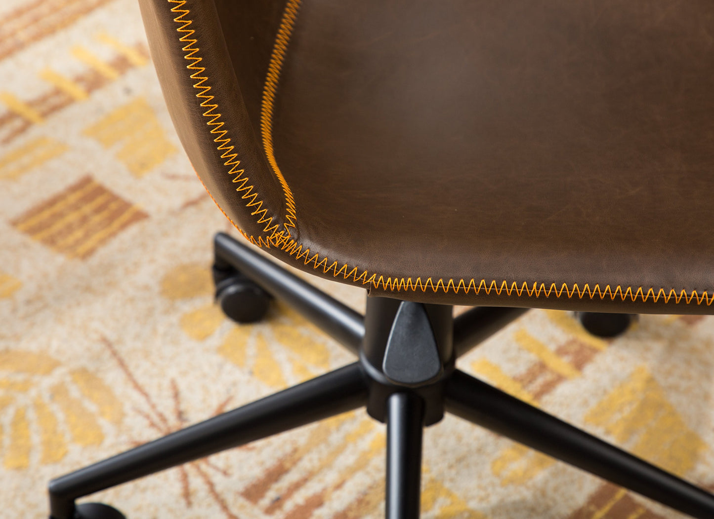 Roundhill Furniture Cesena Faux Leather 360 Swivel Air Lift Office Chair, Brown