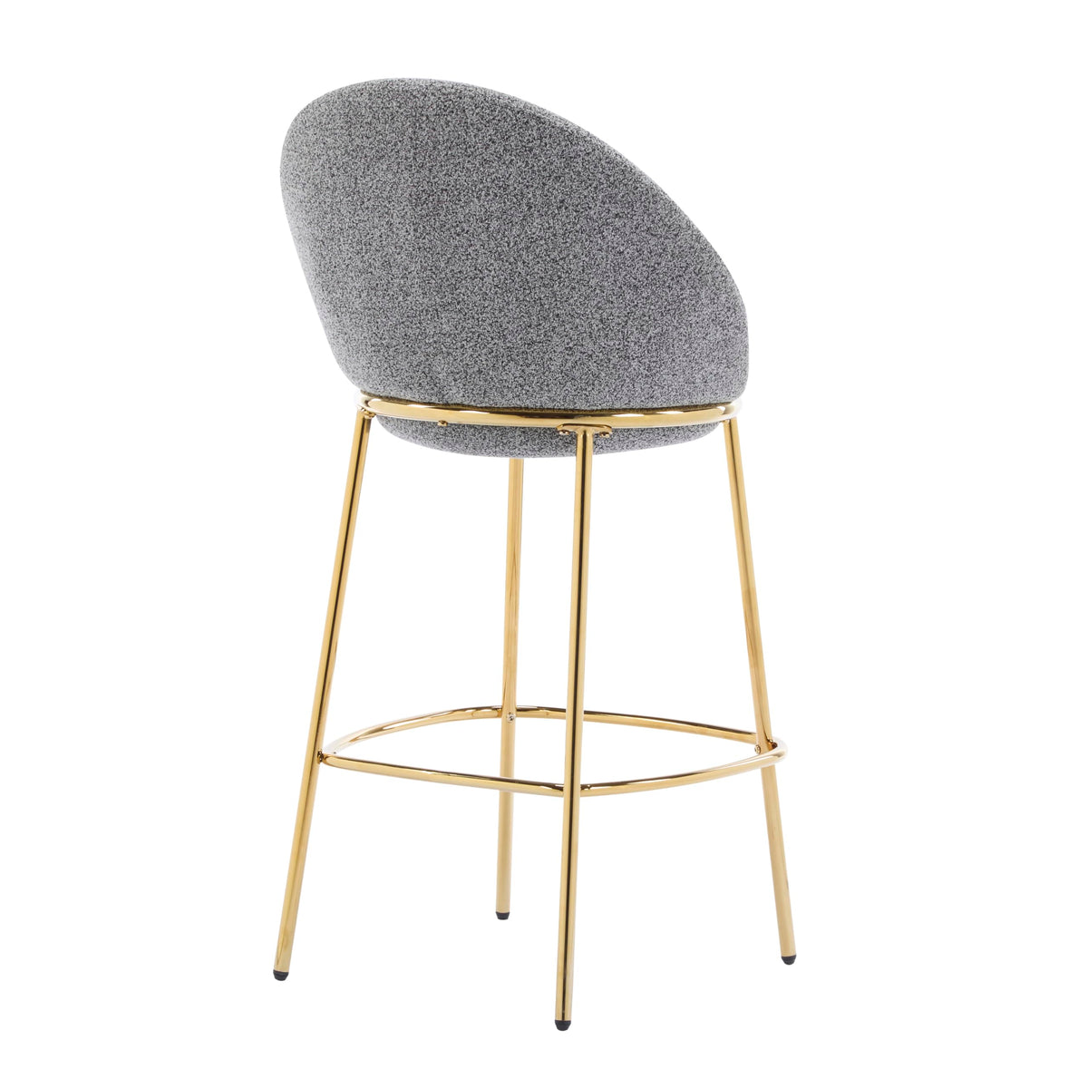Christopher Knight Home Dudley Barstool Set of 2, Metal Bar Stools for Kitchen Island, Boucle Fabric Accent Chair for Bar Table, Modern Counter Stools with Footrest and Backrest, Gray and Gold