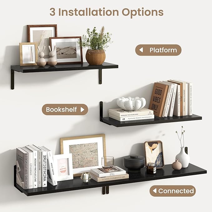 Fun Memories Deep Floating Shelves, 24W x 8D Floating Shelves Set of 2