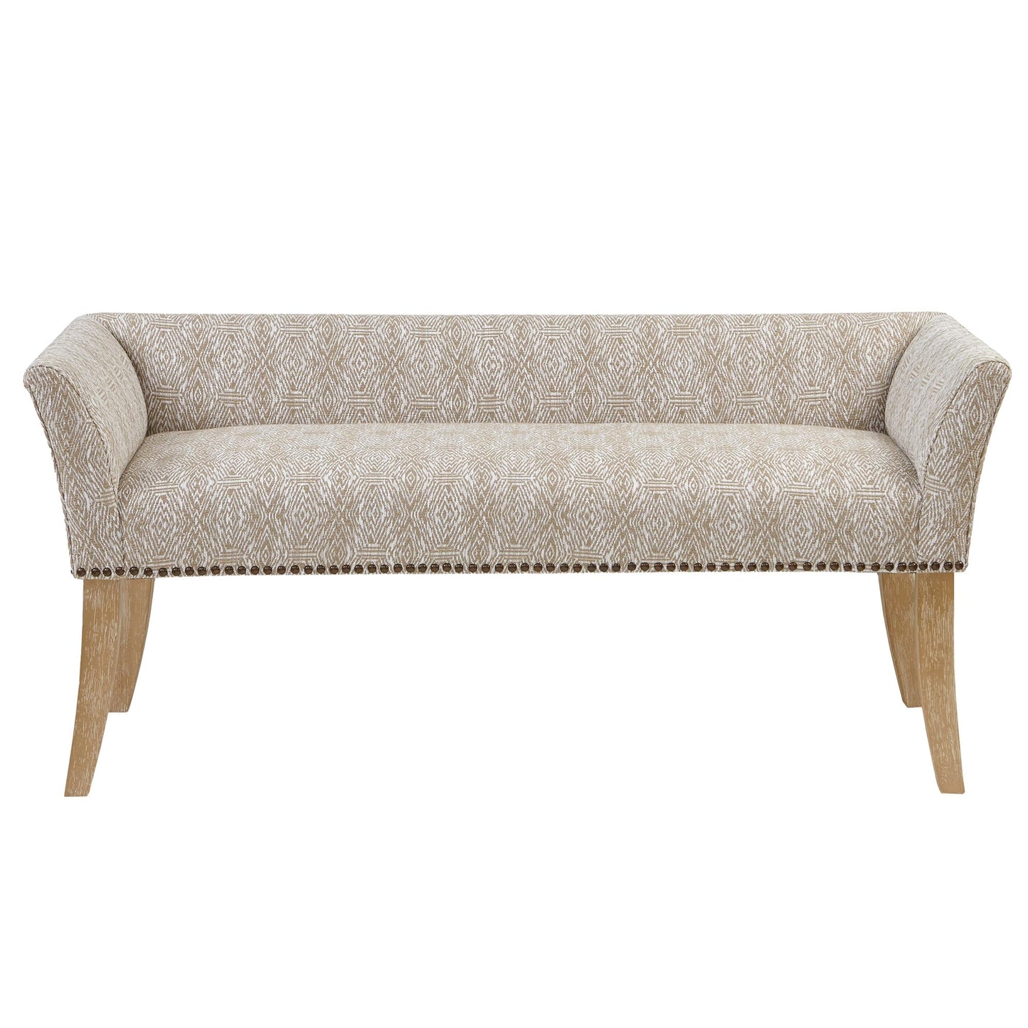 Madison Park Accent Bench for Living Room, Upholstered with Nailhead Trim, & Padded Seat Entryway Bench Small, End of Bed Bench with Back, 49.5" W x 19.25" D x 23" H, Taupe Multi