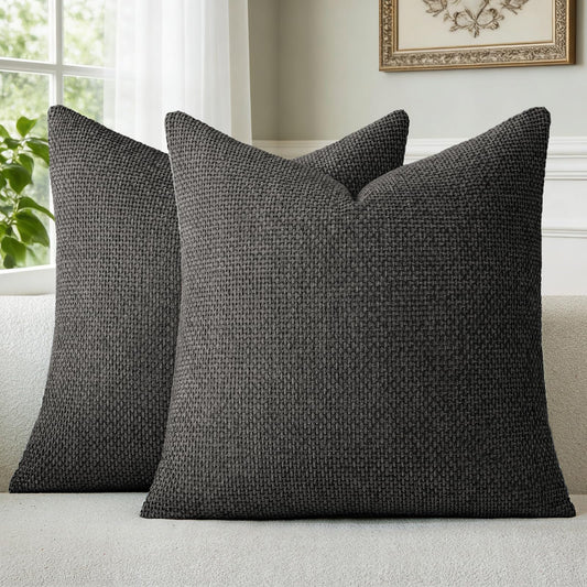 a moment Black Chenille Throw Pillow Covers 18x18 Inch Pack of 2 Modern Decorative Throw Pillow Covers Farmhouse Cross Covers Home Decor for Sofa Bedroom Living Room
