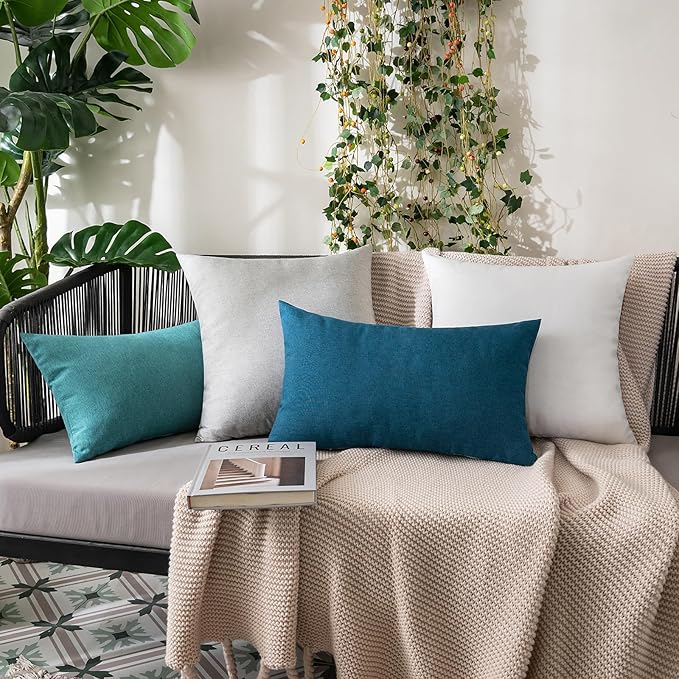 MIULEE Pack of 2 Decorative Outdoor Solid Waterproof Throw Pillow Covers Faux