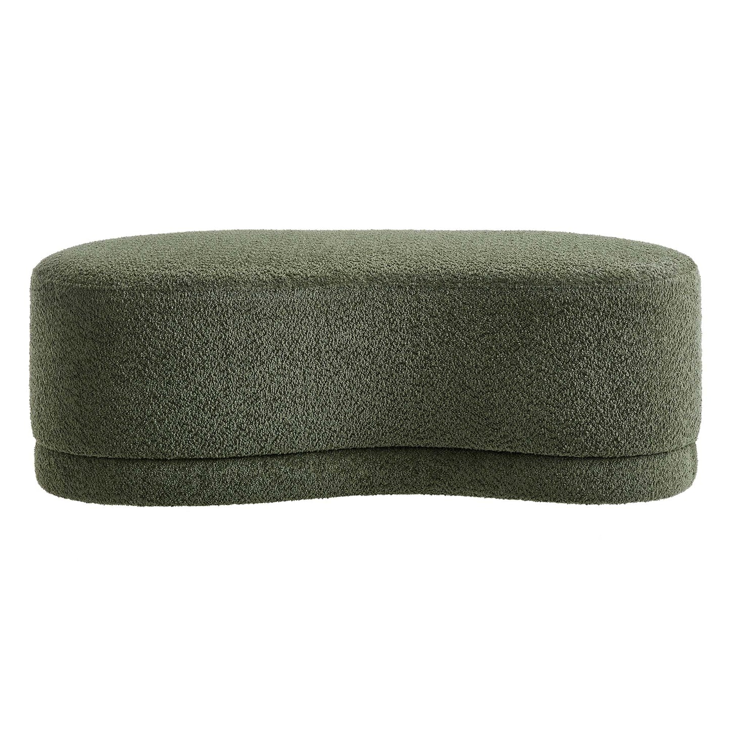 Modway Nimbus 48 Inch Curved Ottoman Bench in Sage - Soft Fabric Chenille Ottoman - Versatile Bedroom Bench - Bouclé Footstool - Upholstered Coffee Table - Bedroom and Living Room Furniture