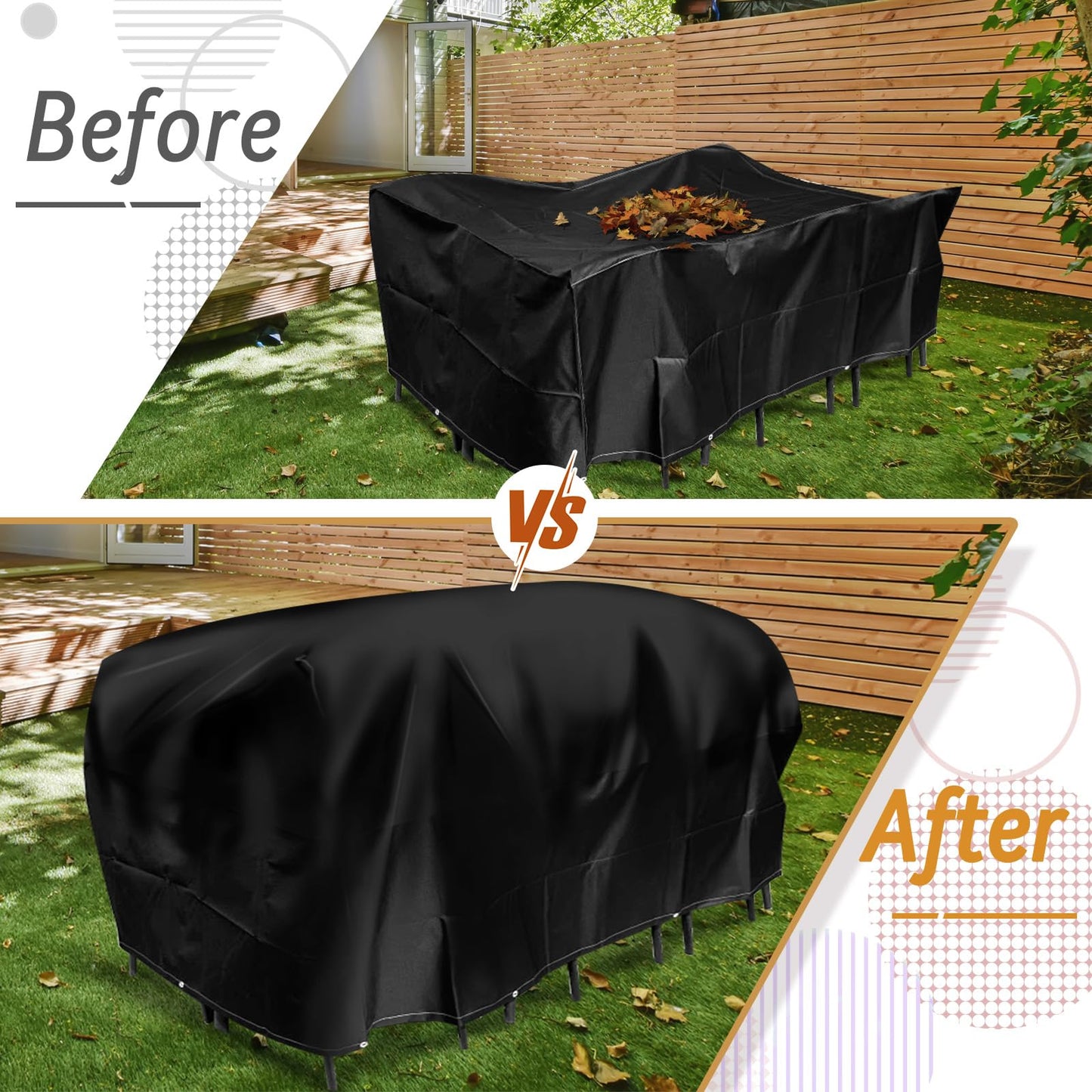 HolyMaji 87 × 39 Inch Patio Furniture Cover Airbag, Rectangle Inflatable Patio Table Cover Air Pillow Winterizing Kit, Outdoor Furniture Covers Waterproof Prevents Leaves, Water and Snow Pooling