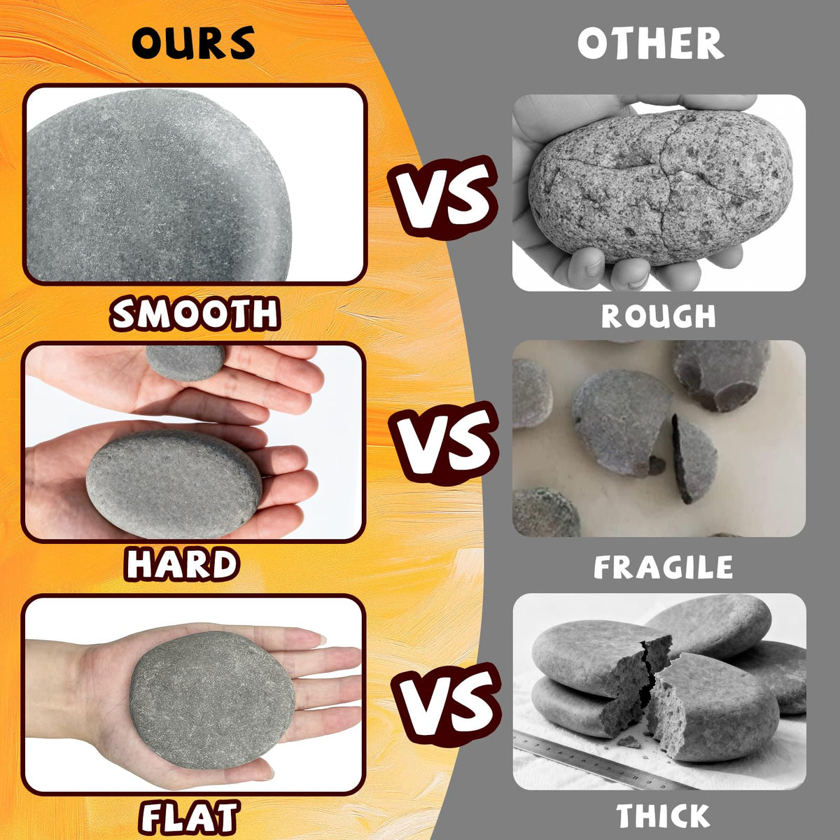 Reeplan 16PCS Rocks for Painting, 3-4 Inches Natural Smooth River Rocks for Painting, Flat Stones for Crafts and Decorations, Kindness Stones for DIY Arts(16)