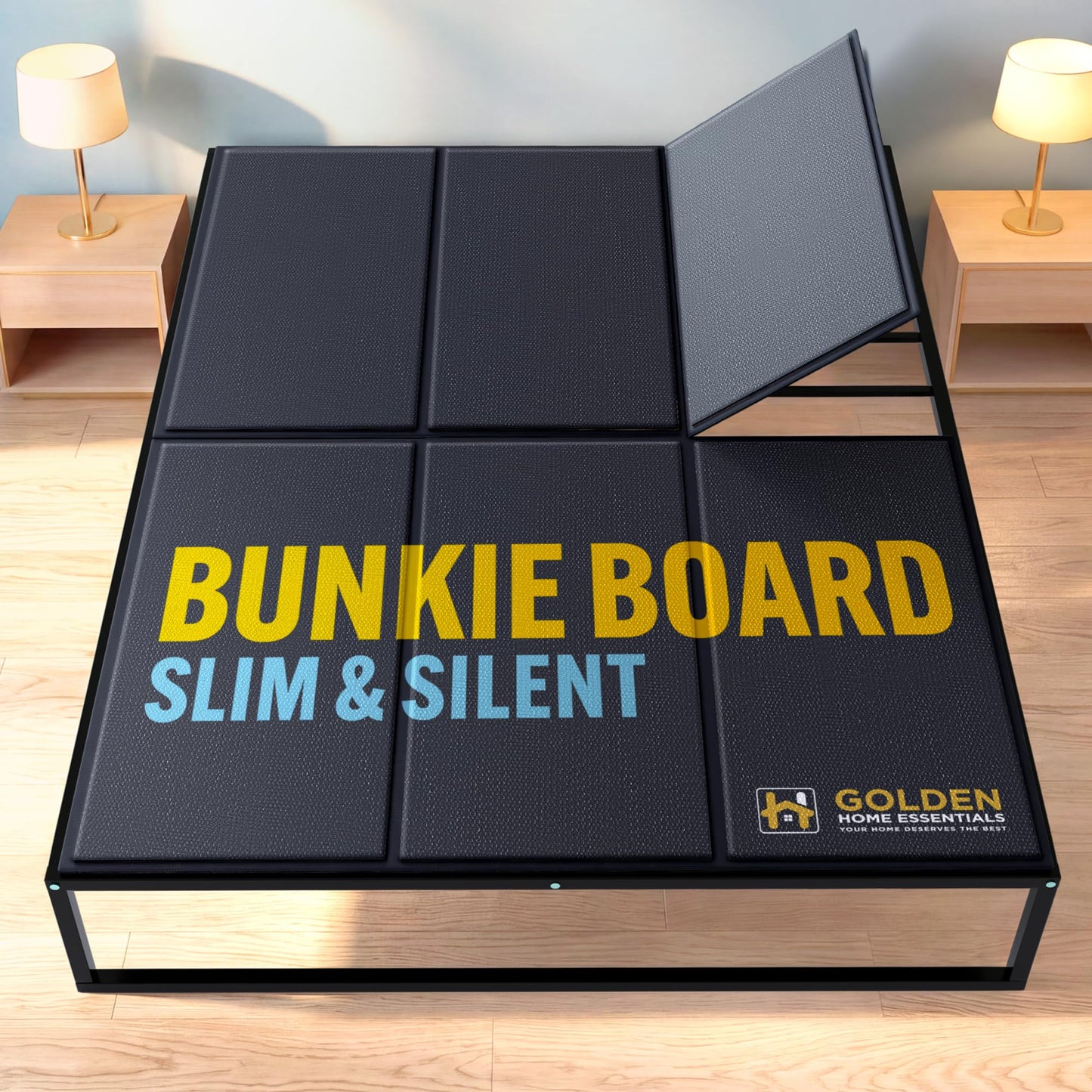 Golden Home Essentials Premium 10mm King Bunkie Board (76" x 80") – Slim Low-Profile Mattress Support – Quiet, Moisture-Resistant, Lightweight Bed Board for Platform & Slatted Frames