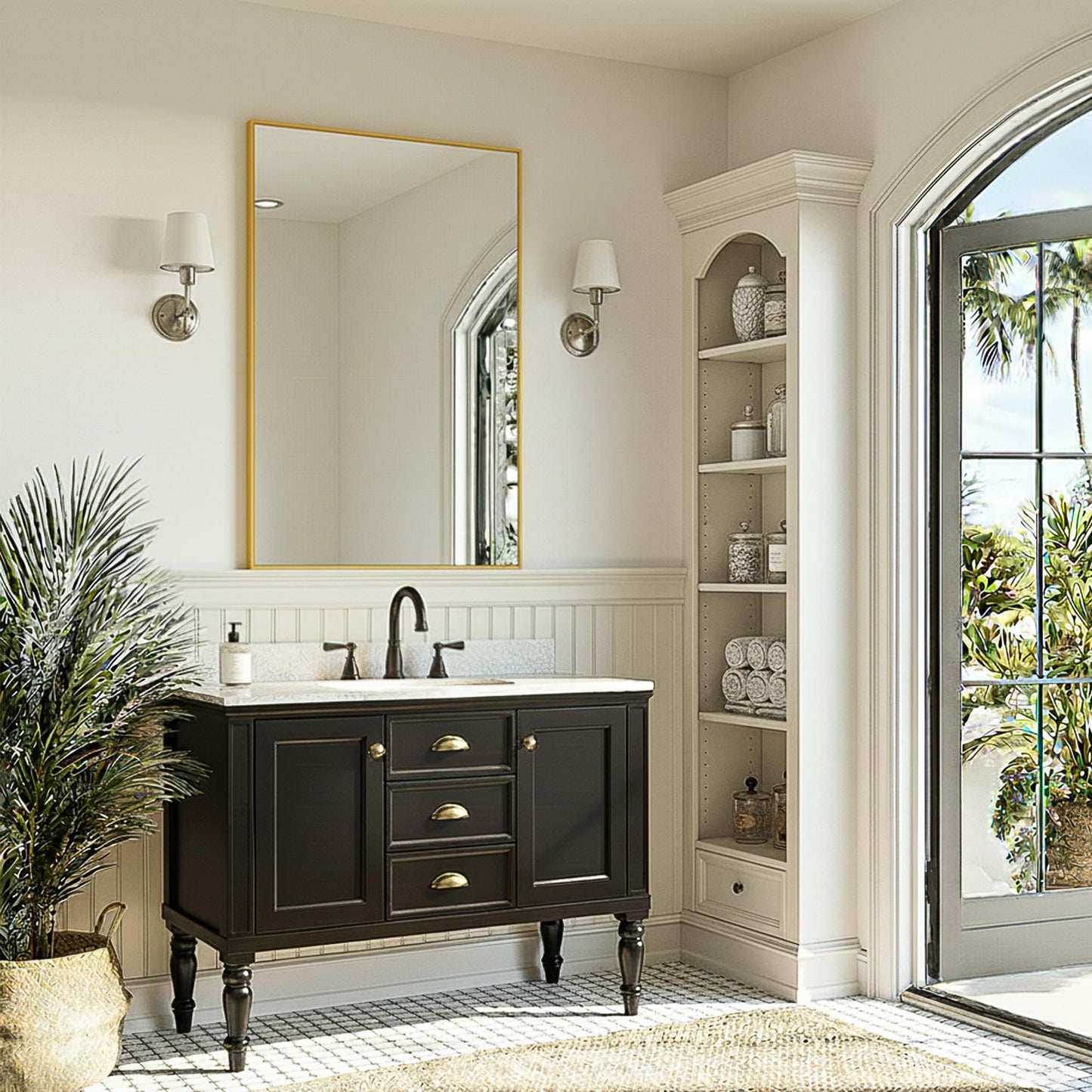 FICTOR Bathroom Vanity Mirror-Gold,30x20 Inch, Shatterproof & Anti-Rust, Wall Mount Rectangle Mirrors with Metal Frame for Over Sink, Bathroom, Bedroom, Living Room,Entryway