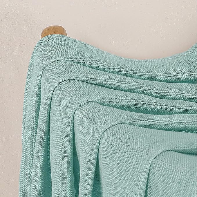 Chyhomenyc Aqua Green Semi Sheer Curtains 54 Inch Length
