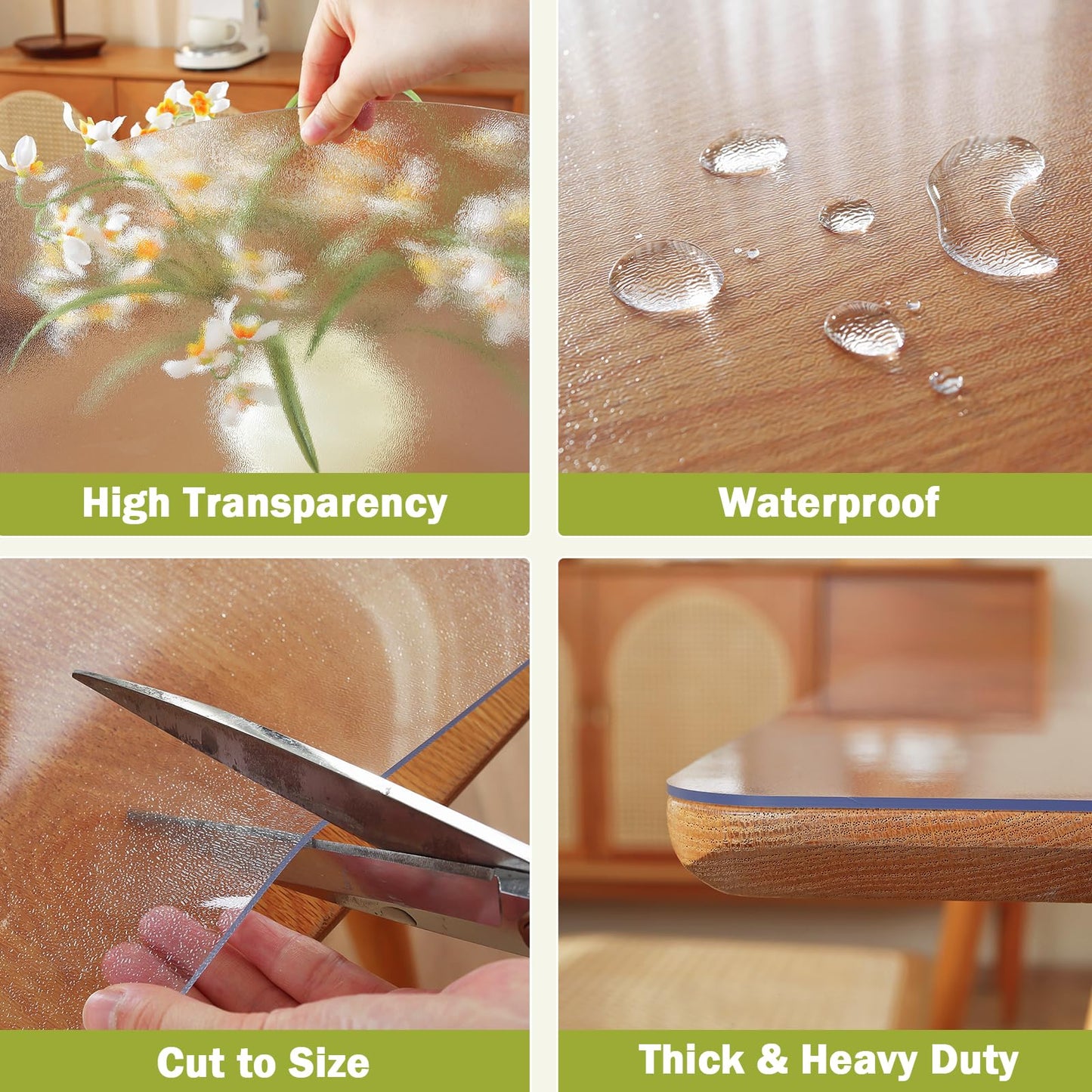 OstepDecor Frosted Clear Table Cover Protector 18 x 60 Inch, 1.5mm Thick Plastic Table Cover, Dining Table Protector Pad, Waterproof & Easy Cleaning PVC Desk Mat for Dresser, Coffee & Wooden Tabletop