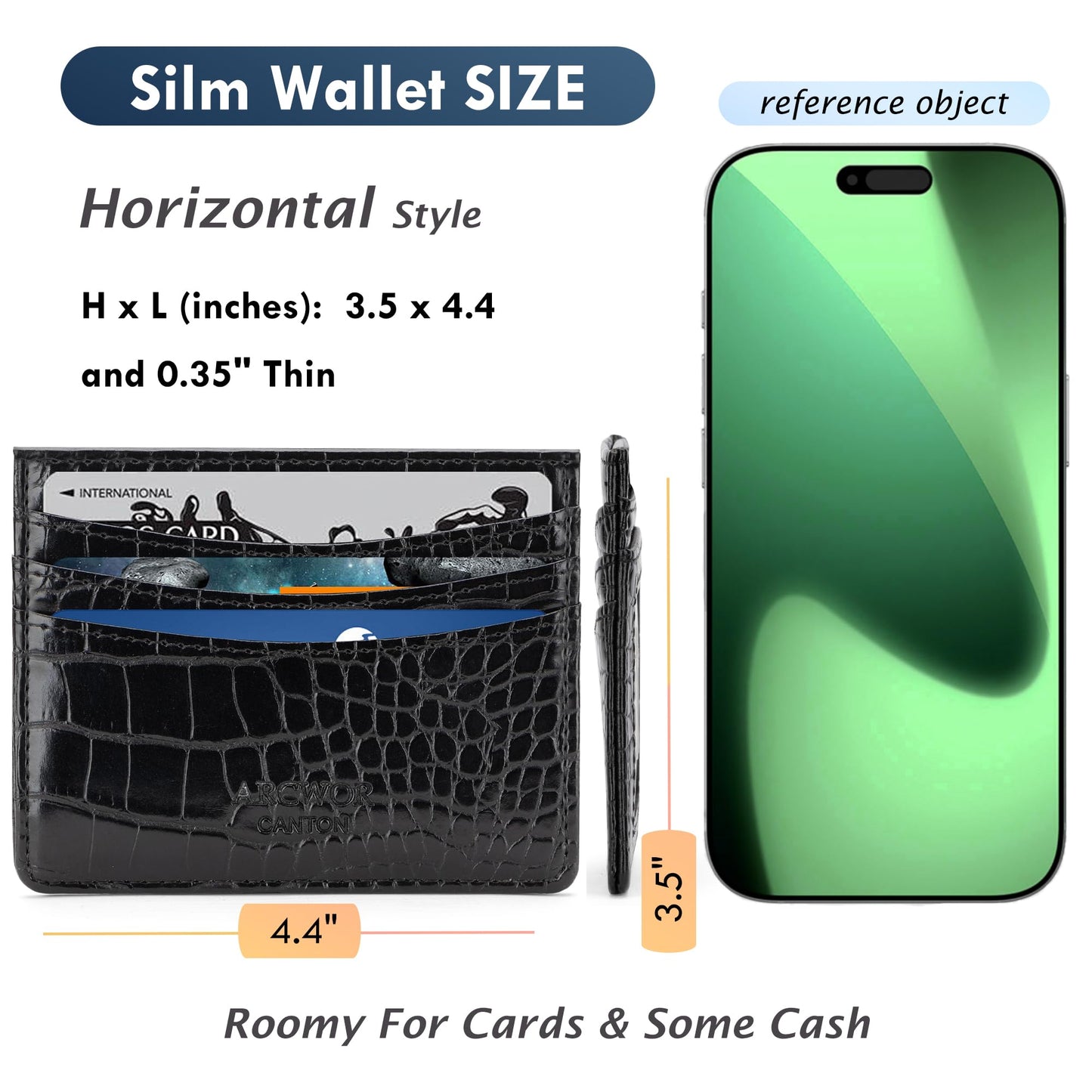 ARCWOR Slim Wallet Minimalist Front Pocket RFID Blocking Men and Women Leather Wallets
