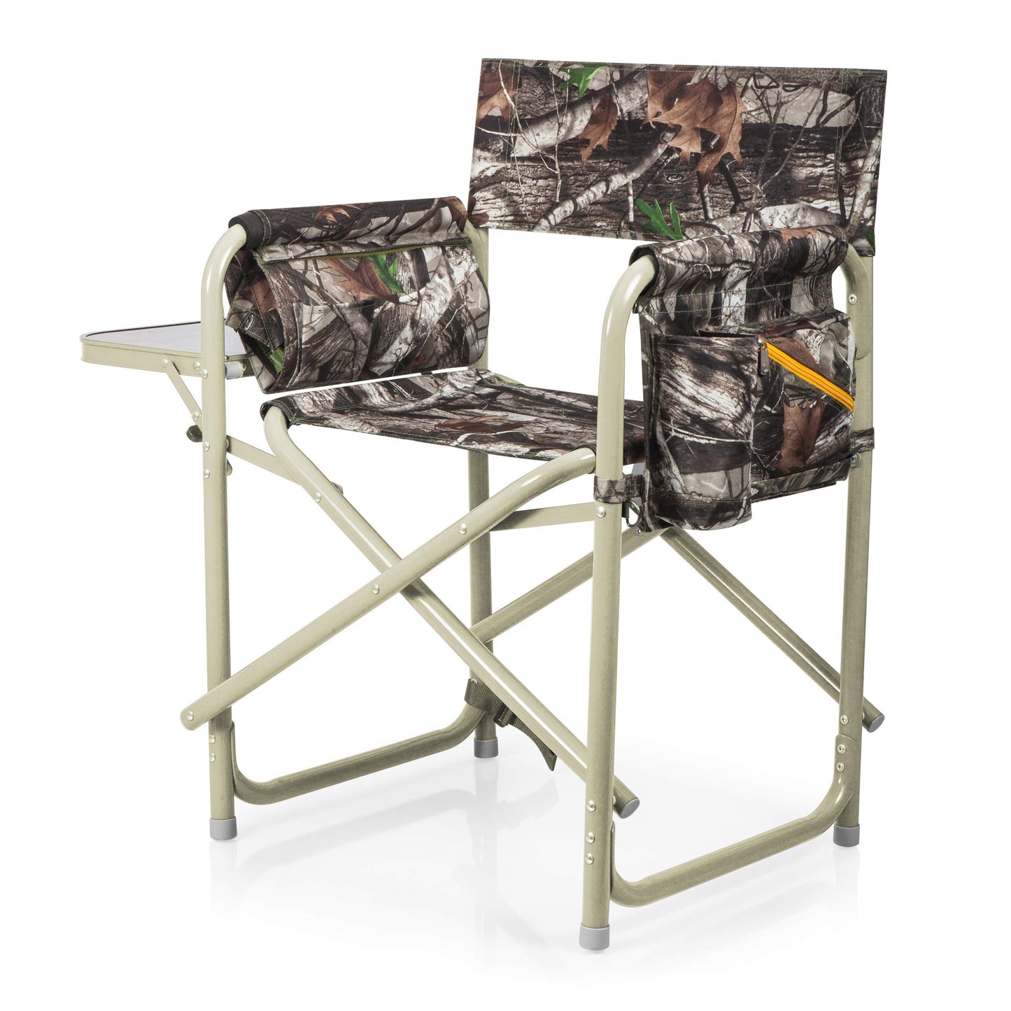 PICNIC TIME Outdoor Directors Chair with Side Table, 300 lb Capacity Folding Outdoor Beach Chair for Adults with Foldaway Backpack Straps, Armrest Caddy, and Umbrella Loop (Camouflage)