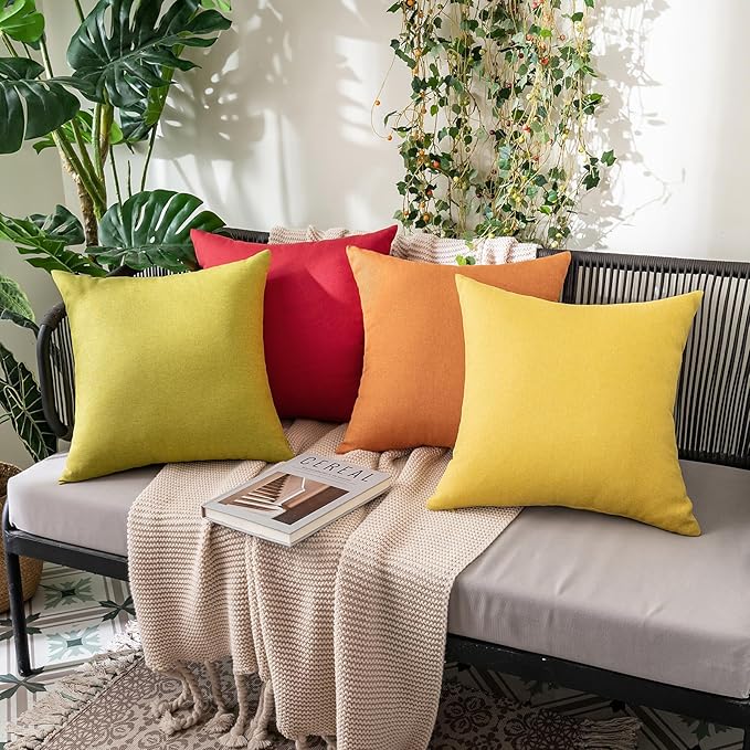 MIULEE Pack of 2 Decorative Outdoor Solid Waterproof Throw Pillow Covers Faux