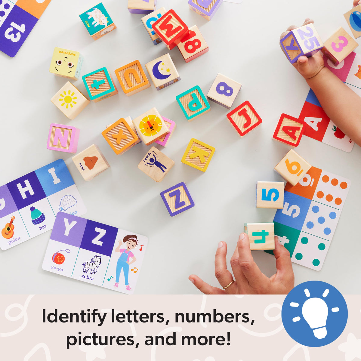 Melissa & Doug Ms. Rachel Letter, Number, and Game Wooden Learning Blocks with Activity Cards for Girls and Boys Toddlers Ages 18 Months+ - FSC Certified