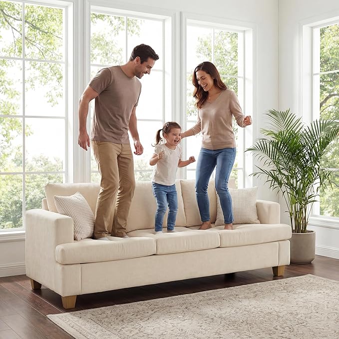Apicizon 89" 3 Seater Modern Sofa, Chenille Couch