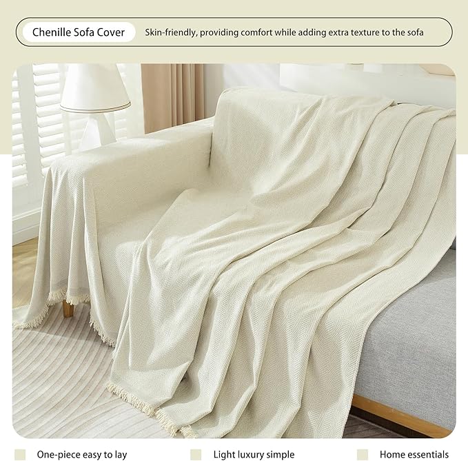DREAMINGO Modern Minimalism Couch Cover Pets Loveseat Protector Cream White
