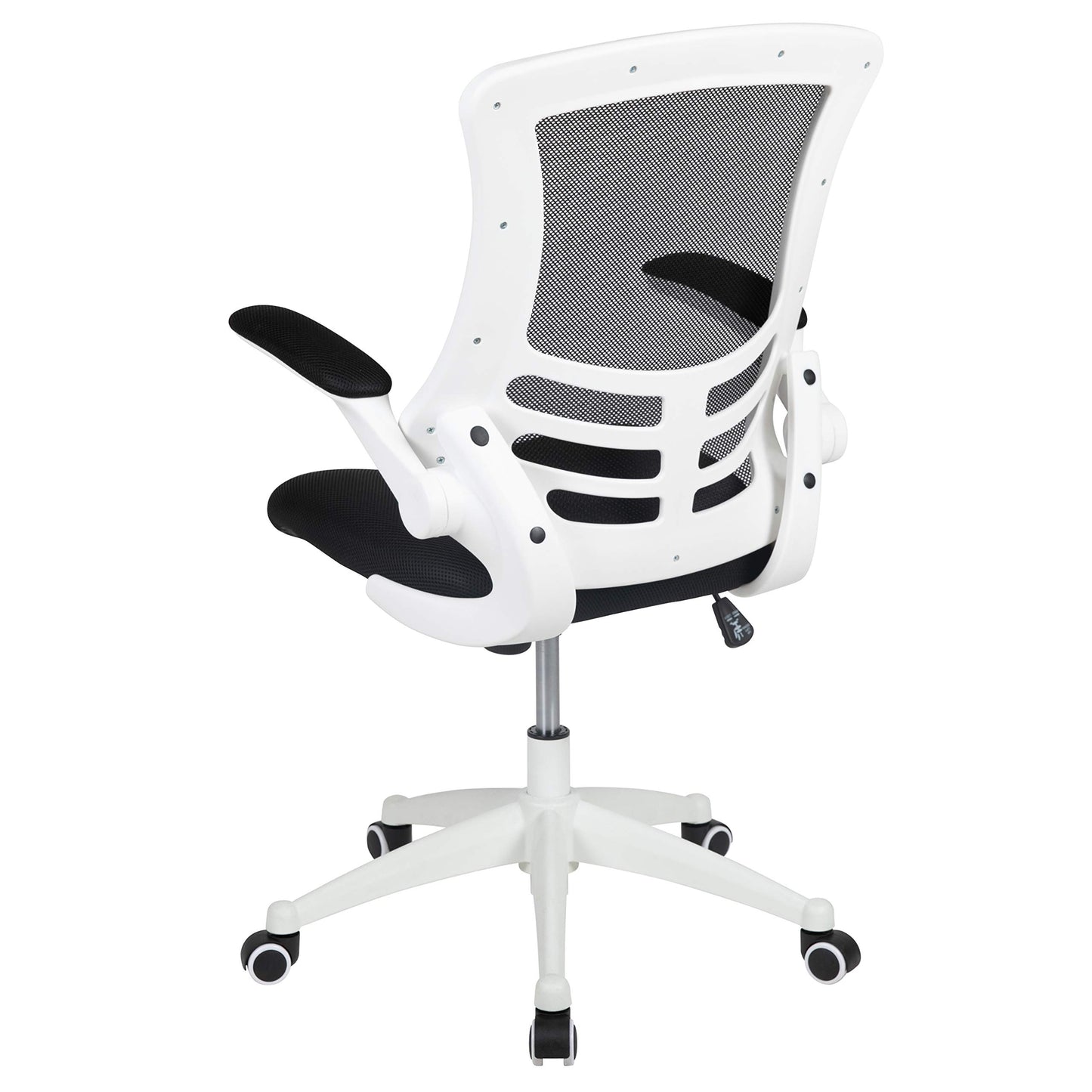 Flash Furniture Kelista Office Chair, Ergonomic, Mid-Back, White Frame, Black Mesh with Swivel