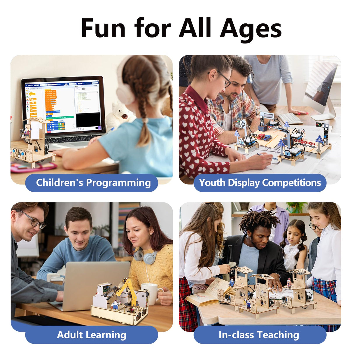 ACEBOTT IoT STEM Kit for Kids，Smart Factory Starter Kit for Arduino ESP32，3D Wooden Puzzles DIY Model Science Educational Set Building Toys for Adults Teens 10+