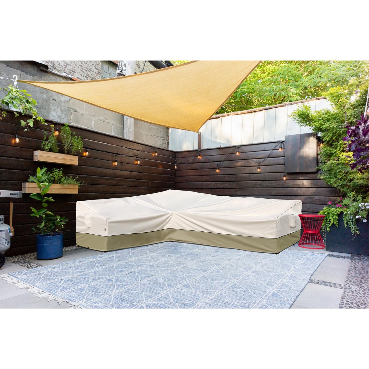 Westblue Outdoor Sectional Cover-L-Shaped Sofa Patio Furniture Covers Waterproof Rip-Stop Anti-UV 600D Heavy Duty Outdoor Couch Cover with 3 Air Vent, 85''L (110''L)32''D 31''H, Light Green
