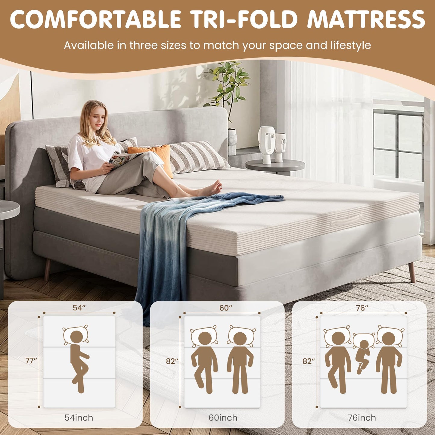 NLDD Convertible Sofa Bed King,5-in-1 Folding Boneless Couch Corduroy Futon Sofa Bed,Tri-Fold Mattress with Removable Armrests & Handle,Sleeper with Pull Out Bed for Small Space Living Room Bedroom