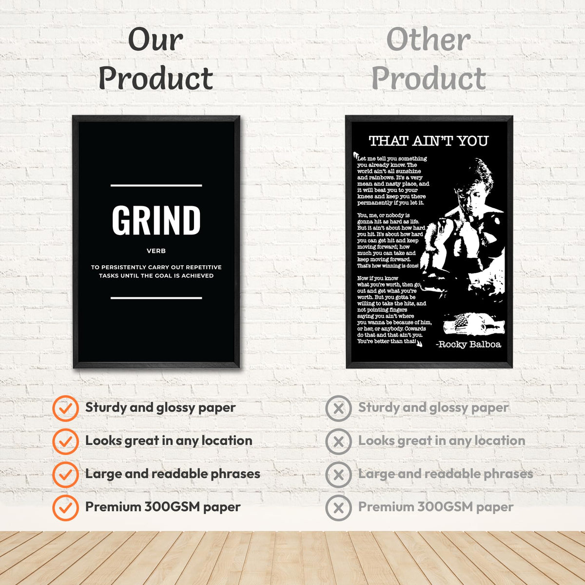 Black and White Motivational Posters Set of 6 - Inspirational Wall Art Prints for Men | Hustle Grind Discipline Office, Home Gym & Bedroom Decor | Bold Monochrome Quotes | ThrowbackTraits