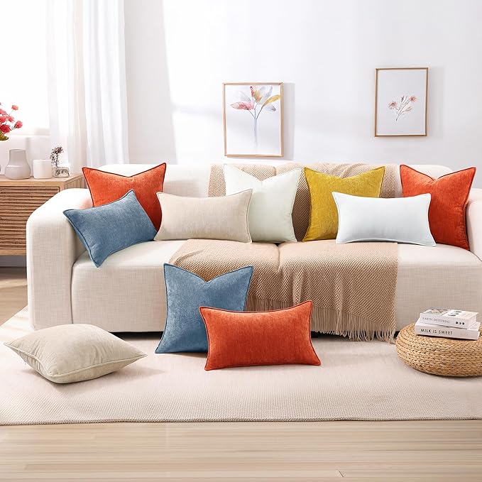 decorUhome Summer Couch Euro Sham Throw Pillow Covers 22x22 Set of 2,