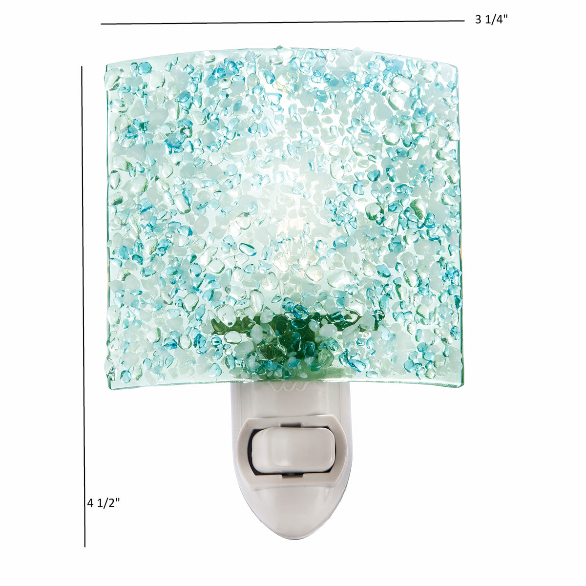 J Devlin Aqua Crushed Glass Night Light, Coastal Decor