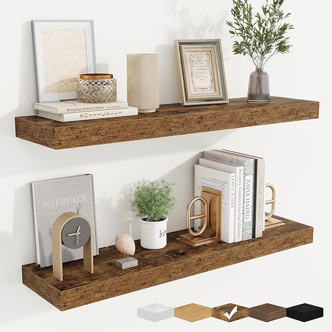 fuqing Floating Shelves for Wall, Wall Mounted Wood Floating Shelf