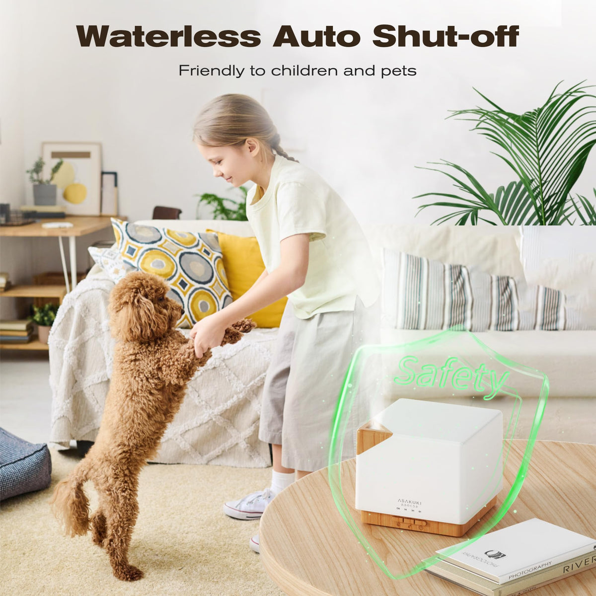 ASAKUKI Essential Oil Diffuser for Home, Large 700 ml Humidifier with Automatic Shut-Off, Scent Aromatherapy Diffuser with 7 LED Lights for Living Room, Kitchen, Bedroom, Hotel, Gift for Mom - Yellow