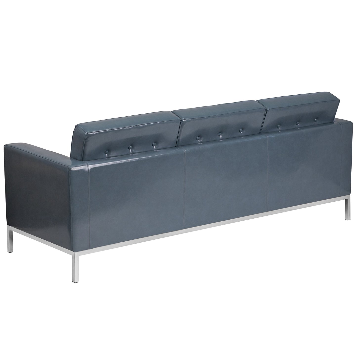 Flash Furniture HERCULES Lacey Series Contemporary Gray LeatherSoft Sofa with Stainless Steel Frame