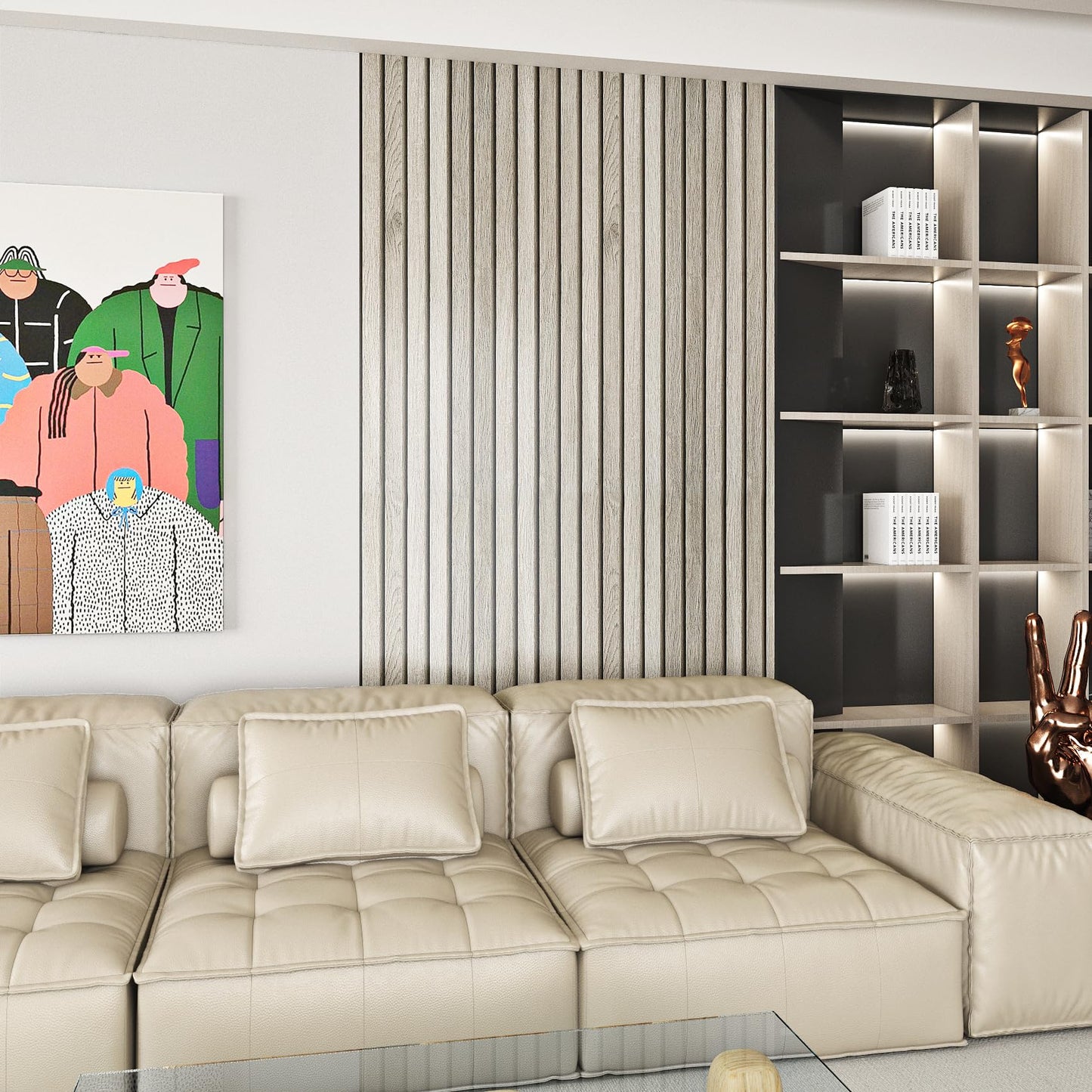 Livelynine 15.8x197 Wood Panel Wallpaper Peel and Stick Wood Panels for Walls Furniture Self Adhesive Contact Paper Roll Faux Wood Slat Wall Panel White Wall Panels Removable 3D Slat Wall Paneling