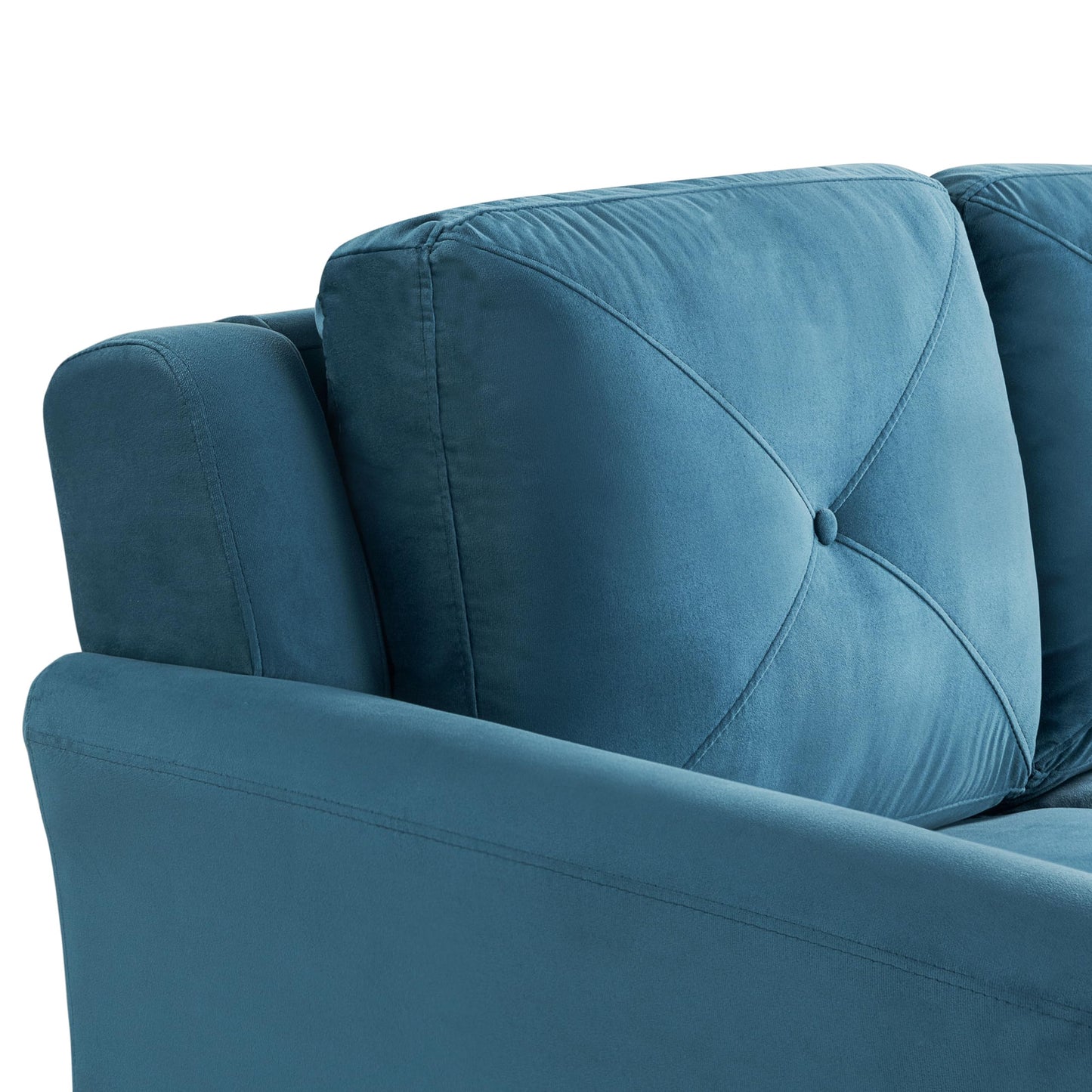 Studio Living Harrington 80.3" Sofa, Transitional Modern, Pocket Coil Comfort, Easy Assembly, Woven Fabric, Blue