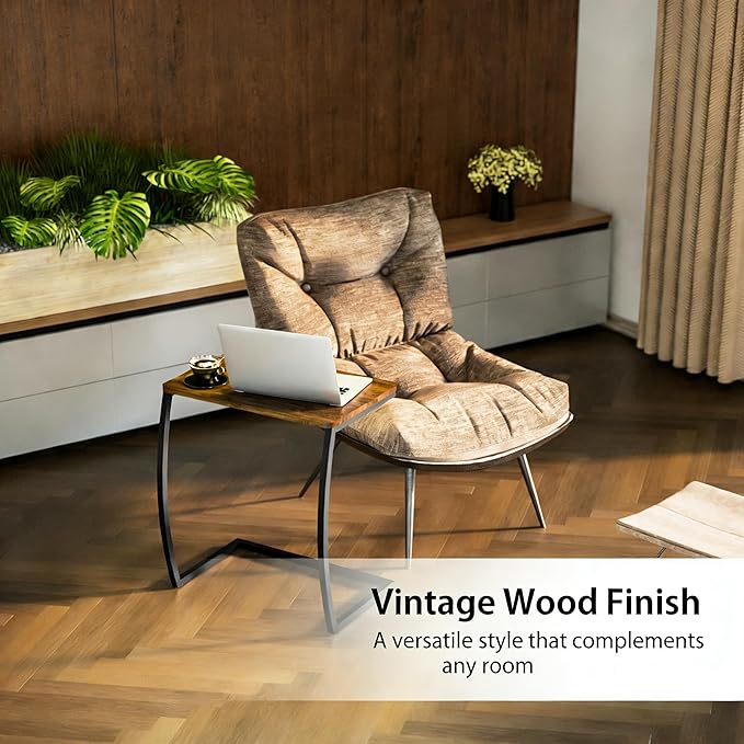 SRIWATANA Side Table, End Table, Vintage C-Shaped Couch Table
