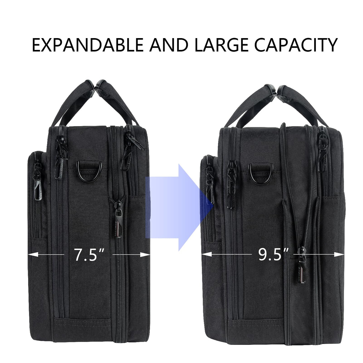VANKEAN Laptop Briefcase Premium Laptop Case Fits Up to 17.3 Inch Business Shoulder Bag Laptop Expandable Water-Repellent Messenger Bag for Men/Women Computer Bag for Travel/Business/Black-Grey