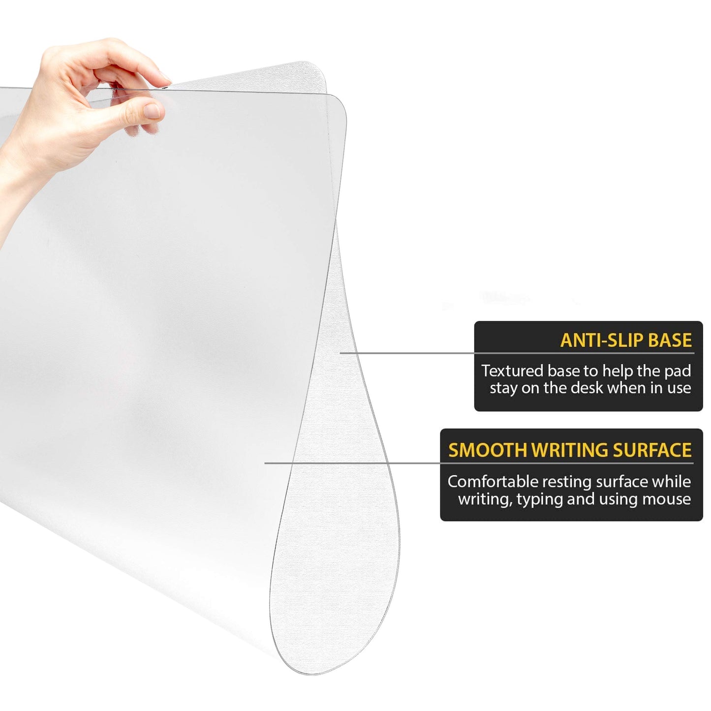 Awnour Clear Desk Pad Blotter on Top of Desks - 34 x 17 inches - Non Slip Desk Writing Mat for Office and Home - Round Edges - Textured/Forested - Mouse Pad Included. (34 x 17)