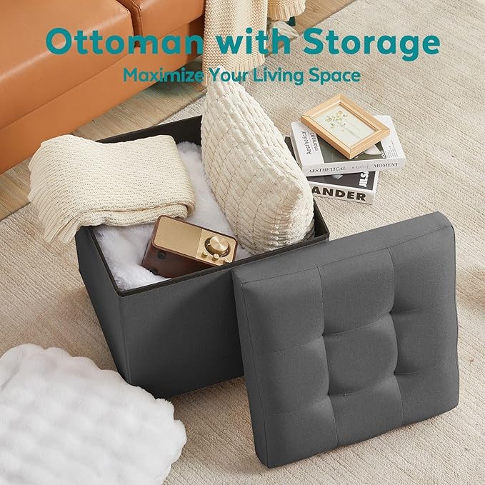 BRIAN & DANY Ottoman with Storage, Square Storage Ottoman