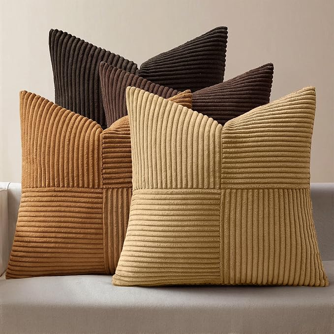 MIULEE Boho Decorative Throw Pillow Covers 18x18 Set of 4 Farmhouse Neutral