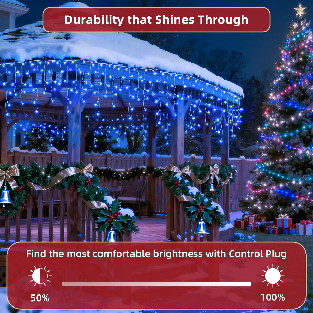 1332 LED 132ft Christmas Lights with 296 Drops, 12 Lighting Modes Blue Christmas Decoration Twinkling Lights Dimmable, Timer Outdoor Waterproof Fairy Lights for Indoor Xmas Garden House Eaves Roof