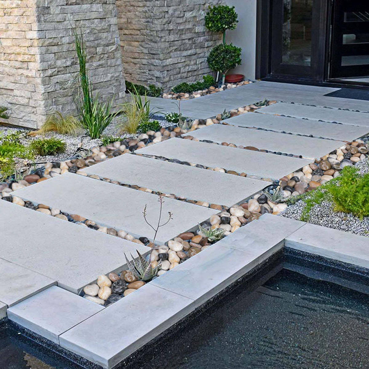 Pulovin 20 lbs River Rocks for Plants, 2-3 Inch Decorative Garden Rocks Outdoor Landscaping, Large Polished Natural Stone for Walkways, Yard, Vases, Crafts