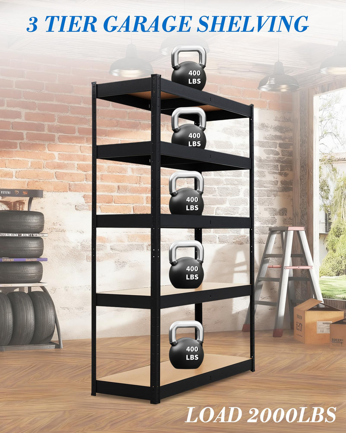 Garage Storage Shelves,60x24x72 Heavy Duty Garage Shelving Metal Adjustable Garage Shelves,5-Tier Adjustable Shelving Units,Loads 2000 LBS,Metal Storage Utility Racks for Warehouse,Pantry, Basement