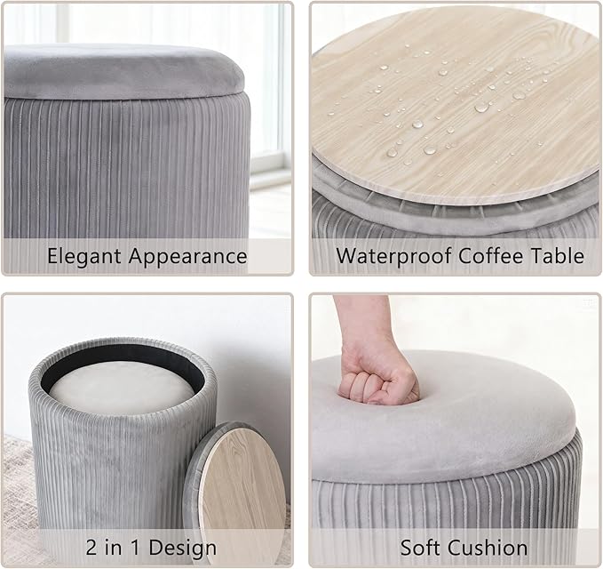 CAROLMADE Set of 2 Round Ottoman