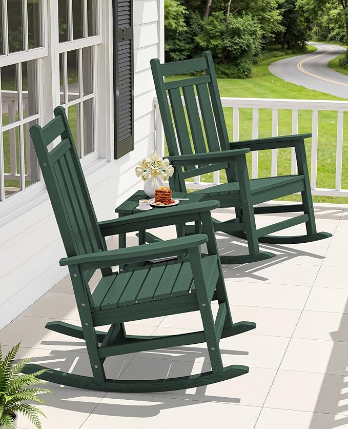 KINGYES Oversized Outdoor Rocking Chair, All-Weather Patio Rocking Chairs